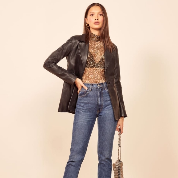 REFORMATION Veda Bowery Leather Blazer SIZE SMALL - Picture 1 of 8